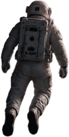 Astronaut floating in space facing a glowing black hole
