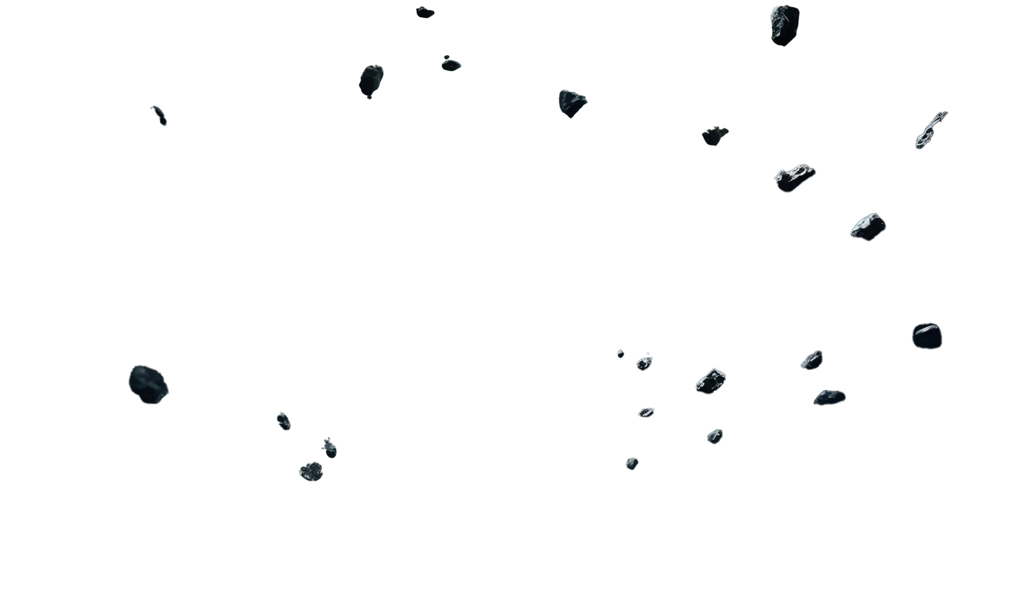 Floating asteroids and space rocks